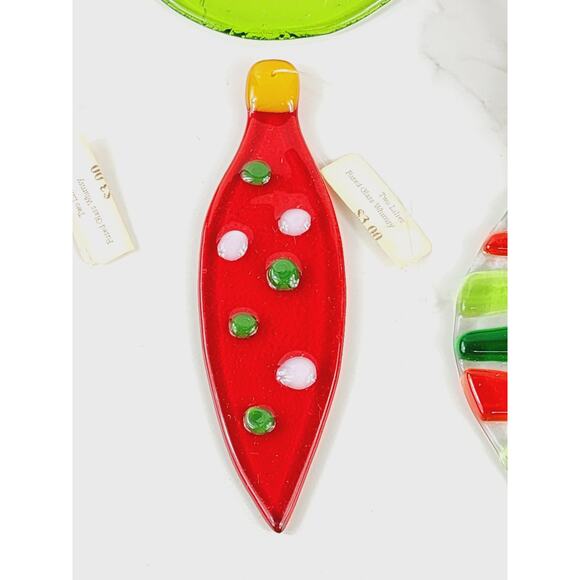 Christmas Flat Fused Glass Ornament 4" Tree Decor Hanging Holidays x5 - Picture 3 of 10